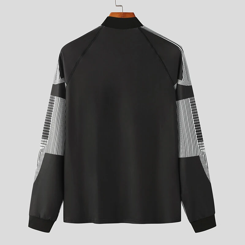 (image for) INCERUN Men Tights Skinny Stretch Functional Long Sleeve T-Shirt Fashion Sportwear Crew Neck Black T-shirt for Men, Spring Fall